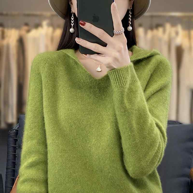 春 コーデ レディース 流行り物 オシャレ カワイイ   分かりやすい 好いたらしいめ 自然的 雅びやか心地よい お上さん服 ボンネット付き添い人 トレーナー シームレス ティーシャツ ソリッドカラー 羊毛 スウェーター 編み物 度合い輪っか パーカー
