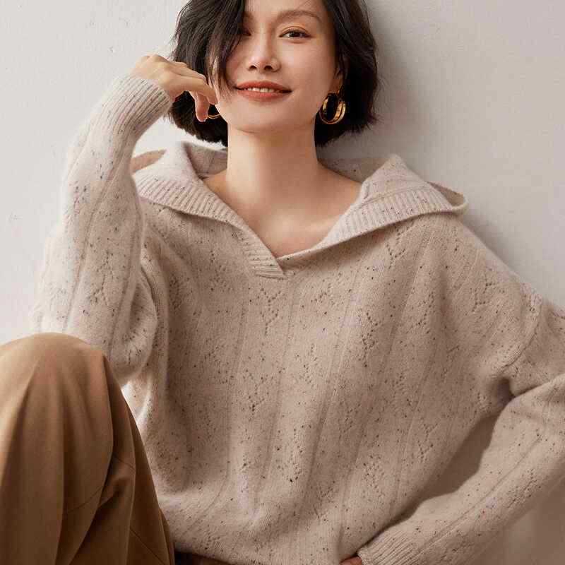 春 コーデ レディース ファッション オシャレ カワイイ シンプル きれいめ ナチュラル 上品カジュアル 婦人服 パーカー 長袖 セーター フード付き ウール ベース ｜リコット