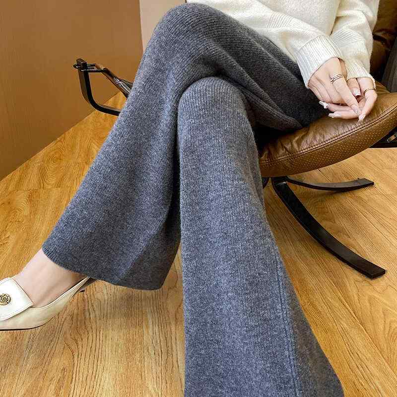 春 コーデ レディース ファッション オシャレ カワイイ シンプル きれいめ ナチュラル 上品カジュアル 婦人服 ポケット ウール ニット ワイドレッグ パンツ ハイウエスト ストレート ソフト ロング ｜リコット