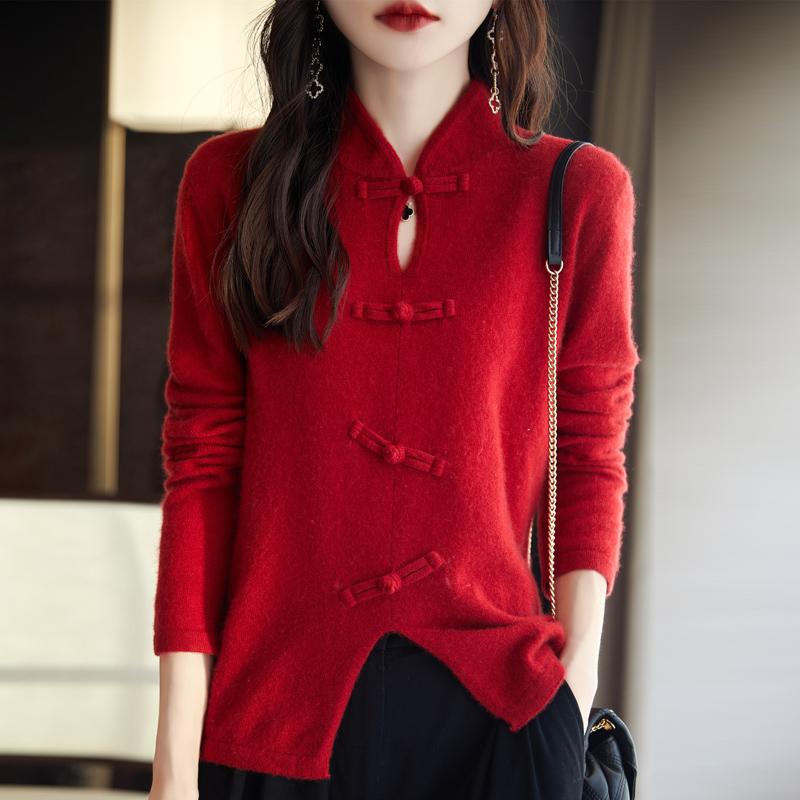 春 コーデ レディース ファッション オシャレ カワイイ シンプル きれいめ ナチュラル 上品カジュアル 婦人服 プレート バックル セーター フェイク カーディガン スタンドカラー プルオーバー ニット シャツ