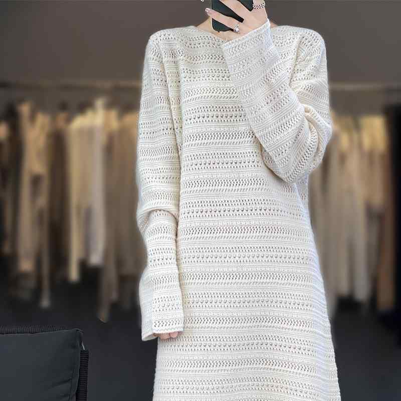 春 コーデ レディース ファッション オシャレ カワイイ シンプル きれいめ ナチュラル 上品カジュアル 婦人服 ウール スカート ニット ドレス セーター ロング