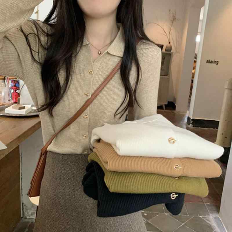 春 コーデ レディース 流行り物 オシャレ カワイイ   分かりやすい 好いたらしいめ 自然的 窈窕たる心地好い 成人女性服 今めかしい ポロ色つや 名取り草 編み物 スウェーター フレンチ 古典派音楽 肌付き 長袖 トップス ジレー