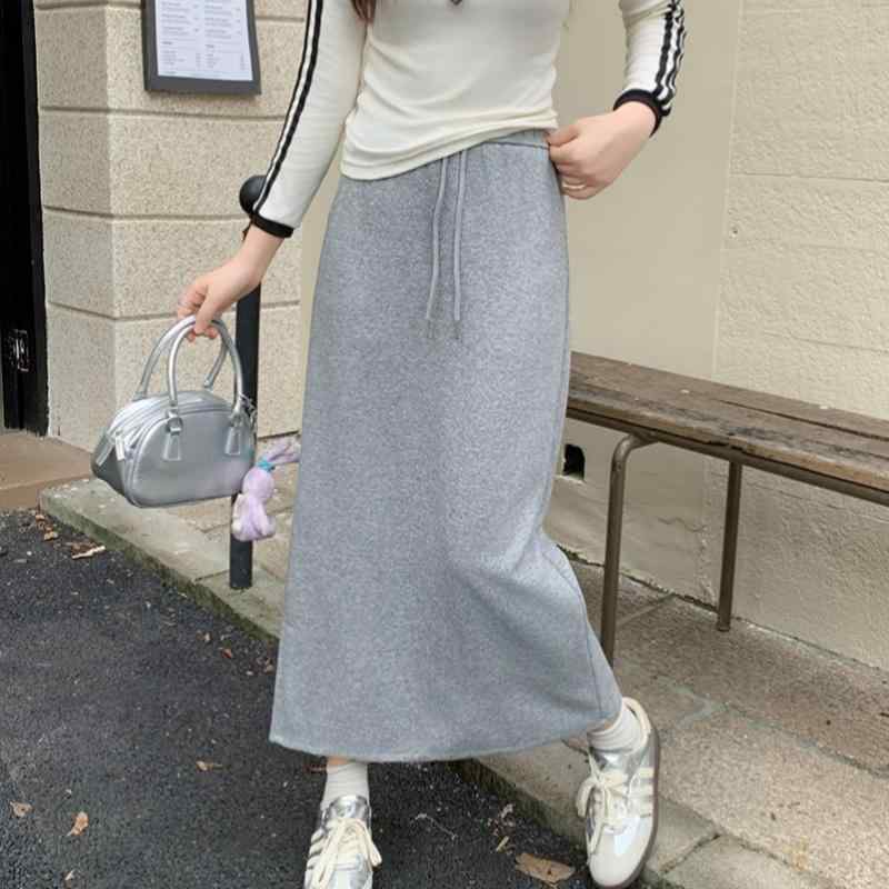 春 コーデ レディース ファッション オシャレ カワイイ シンプル きれいめ ナチュラル 上品カジュアル 婦人服 クラシック ニット スカート ストレッチ ストレート ハイウエスト スリム Aライン
