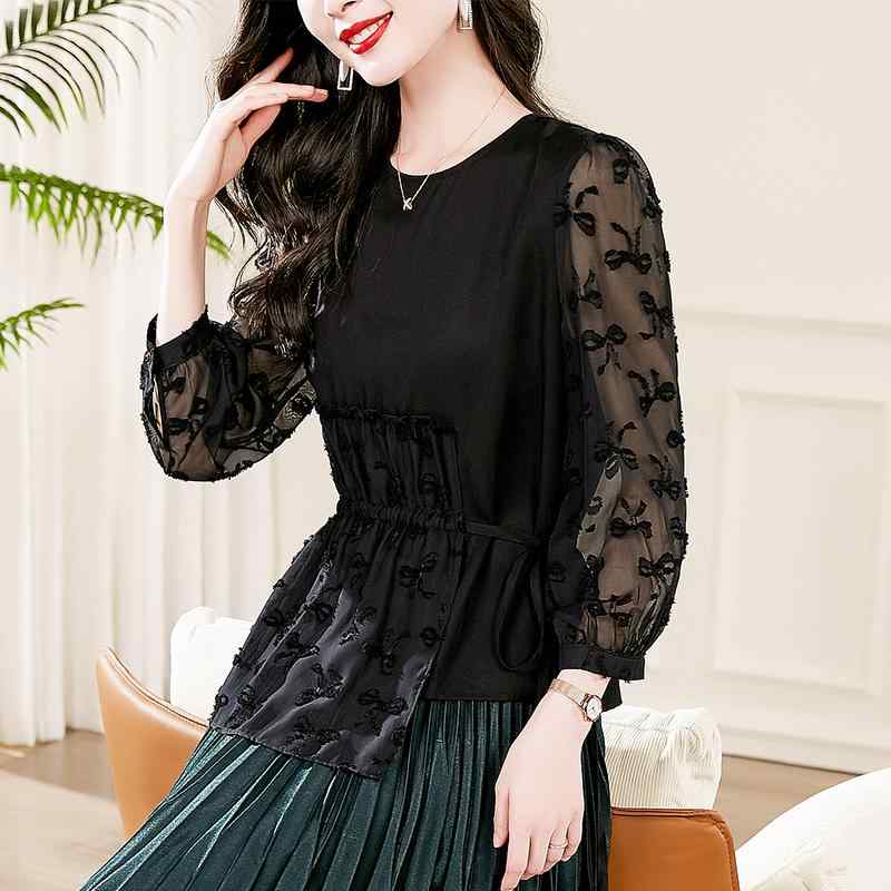春 コーデ レディース ファッション オシャレ カワイイ シンプル きれいめ ナチュラル 上品カジュアル 婦人服 ハイエンド レース レイヤリング シャツ 大きいサイズ トップス ｜リコット