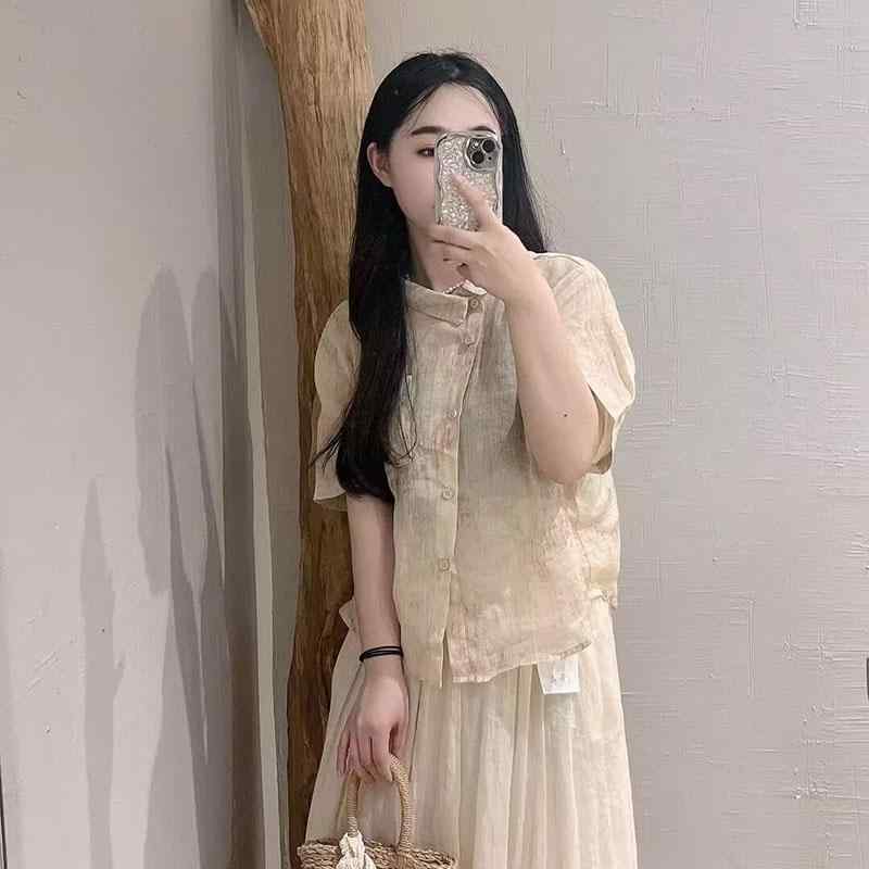 春 コーデ レディース ファッション オシャレ カワイイ シンプル きれいめ ナチュラル 上品カジュアル 婦人服 ハイエンド 半袖 シャツ 夏 スリム クラシック トップス ｜リコット