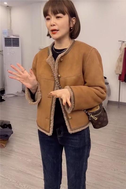 春 コーデ レディース 流行り物 オシャレ カワイイ   分かりやすい 好いたらしいめ 自然的 雅びやか心地よい お上さん服 毛皮 上衣 ラウンドのど首 ラムウール トップス