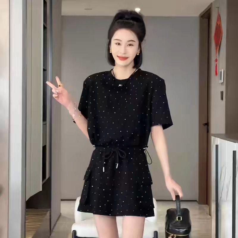 春 コーデ レディース ファッション オシャレ カワイイ シンプル きれいめ ナチュラル 上品カジュアル 婦人服 ツーピース カジュアル スーツ 夏 半袖 トップス スカート