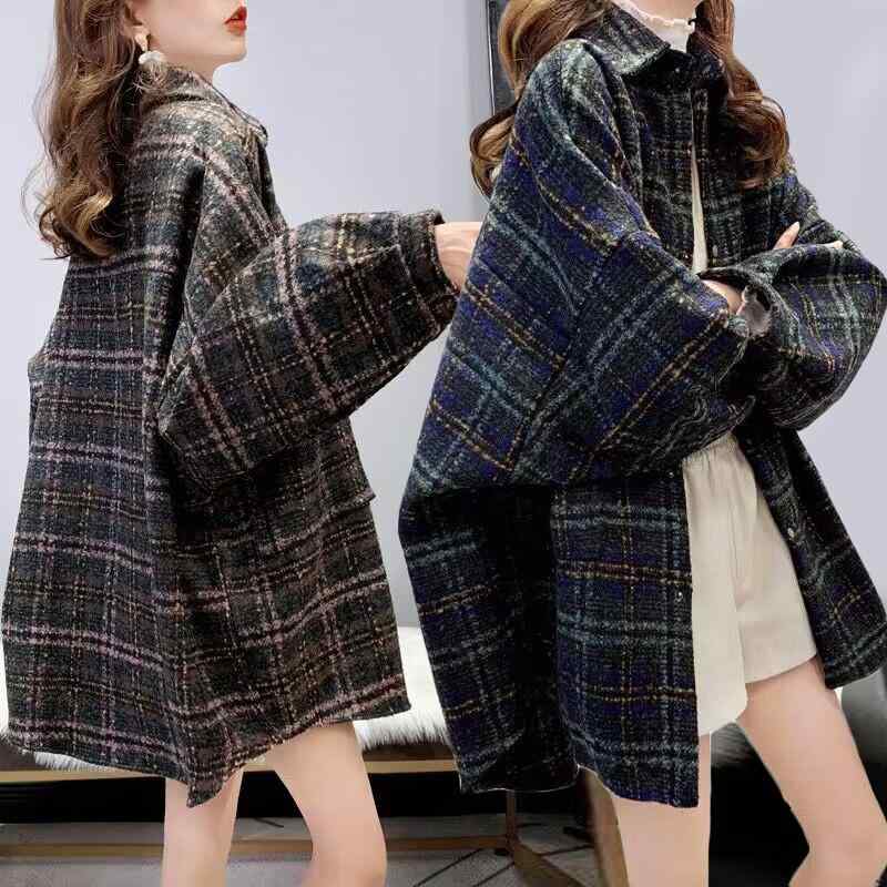 春 コーデ レディース ファッション オシャレ カワイイ シンプル きれいめ ナチュラル 上品カジュアル 婦人服 ミドル丈 チェック柄 シャツ ウール ジャケット