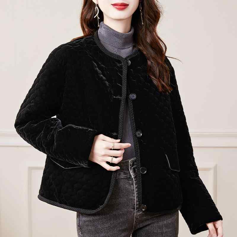 春 コーデ レディース ファッション オシャレ カワイイ シンプル きれいめ ナチュラル 上品カジュアル 婦人服 黒 ベルベット ジャケット 防寒 カーディガン トップス ｜リコット