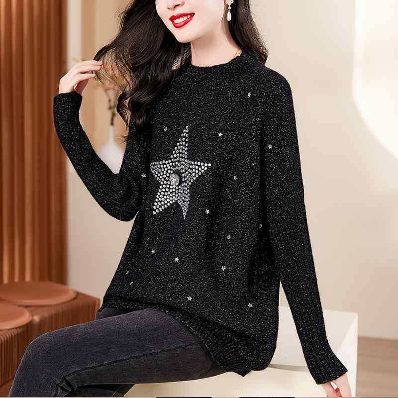 春 コーデ レディース ファッション オシャレ カワイイ シンプル きれいめ ナチュラル 上品カジュアル 婦人服 ゆったり 丸首 ニット レイヤリング シャツ セーター |リコット