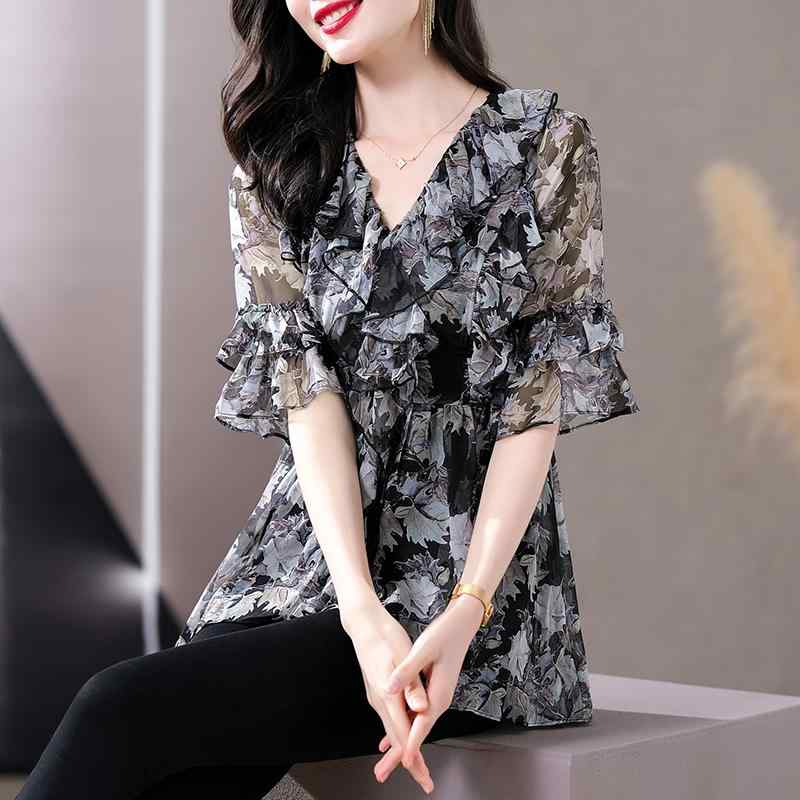 春 コーデ レディース ファッション オシャレ カワイイ シンプル きれいめ ナチュラル 上品カジュアル 婦人服 シフォンシャツ フレンチ ブラック トップス 夏 半袖 シャツ