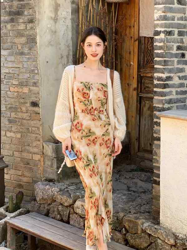 春 コーデ レディース ファッション オシャレ カワイイ シンプル きれいめ ナチュラル 上品カジュアル 婦人服 夏 花柄 ワンピース ドレス 大きいサイズ ウエスト カーディガン スーツ
