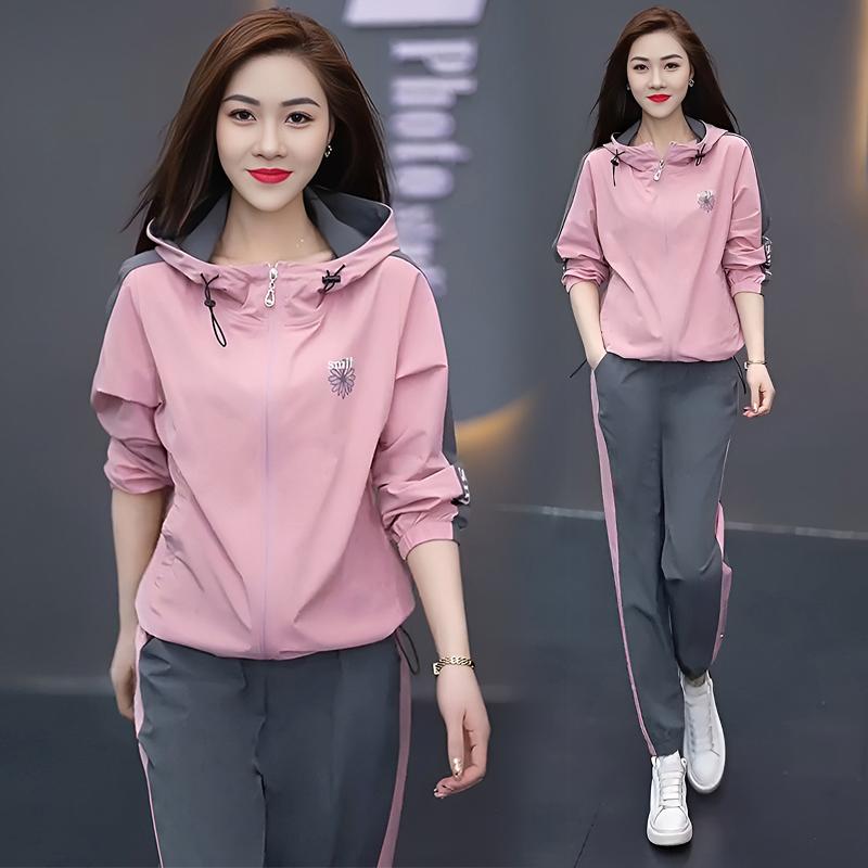 春 コーデ レディース ファッション オシャレ カワイイ シンプル きれいめ ナチュラル 上品カジュアル 婦人服 スポーツ スーツ カラーマッチング フード付き ジャケット ズボン カジュアル ツーピース