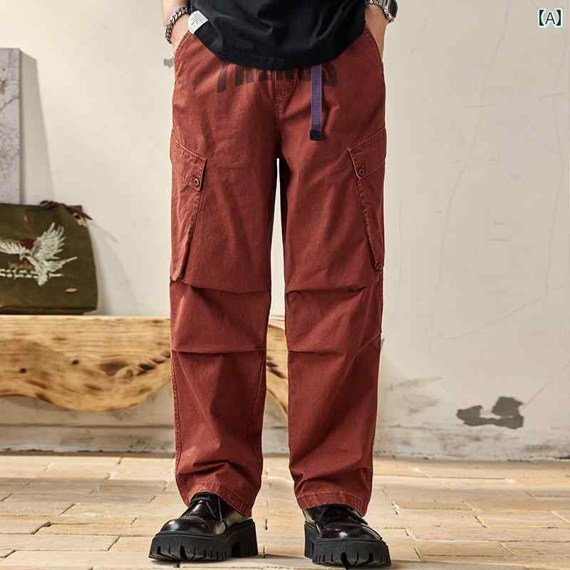 メンズ 成人男性用 流行り物 オシャレ 分かりやすい 成年者 かっこいい 表どおり 御居処跳ねる HipHop アメリカンン 刷り上げる 心地よい ズボン下  引っ切り無い 広広とした レッグ ズボン下  春 赤 ズボン
