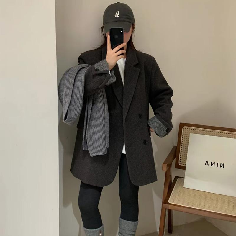 春 コーデ レディース ファッション オシャレ カワイイ シンプル きれいめ ナチュラル 上品カジュアル 婦人服 ウール スーツ ジャケット スリム ハイエンド コート |リコット