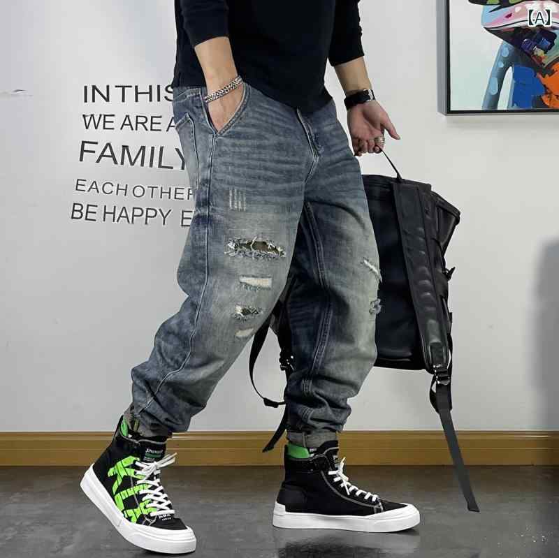 メンズ 男性用 ファッション オシャレ シンプル 大人 かっこいい ストリート ヒップホップ HipHop パンツ ストレート 秋 ジーンズ レトロ リート カジュアル パンツ|リコット