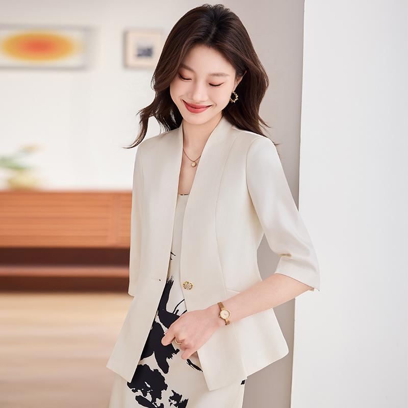 春 コーデ レディース ファッション オシャレ カワイイ シンプル きれいめ ナチュラル 上品カジュアル 婦人服 ハイエンド カラー スーツ ジャケット 夏 カジュアル スーツ トップス |リコット