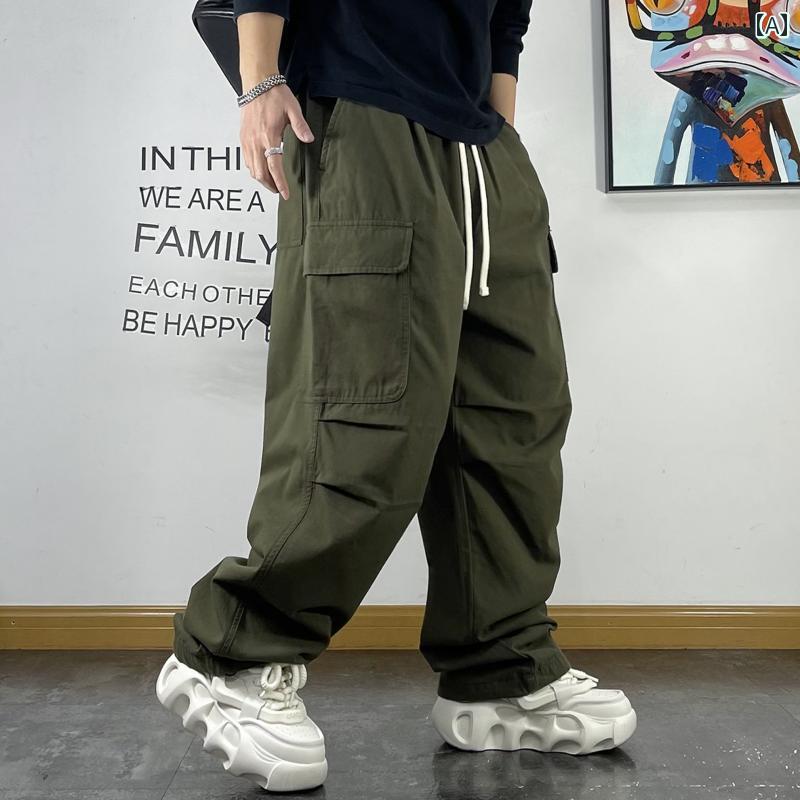 メンズ 成人男性用 流行り物 オシャレ 分かりやすい 成年者 かっこいい 表どおり 御居処跳ねる HipHop マルチ 衣嚢 春 秋 引っ切りない ズボン下  ドローストリング 広広とした レッグ 心地よい ズボン下