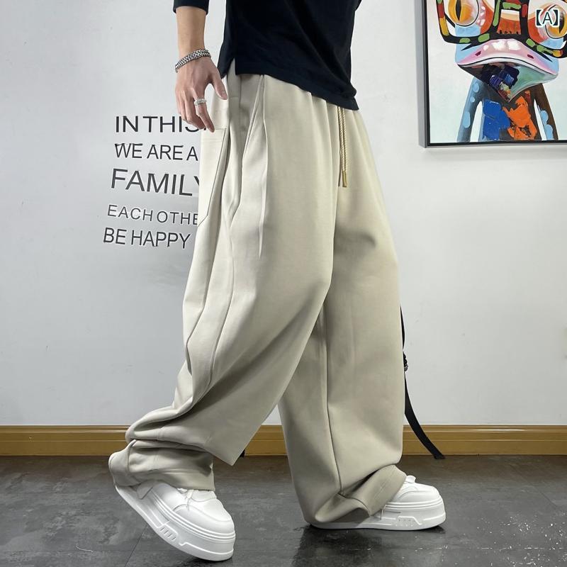 メンズ 成人男性用 流行り物 オシャレ 分かりやすい 成年者 かっこいい 表どおり 御居処跳ねる HipHop 心地よい ズボン下 モップ 無地 分かりやすい  引っ切りない ズボン下 春 秋 運動競技 ズボン下