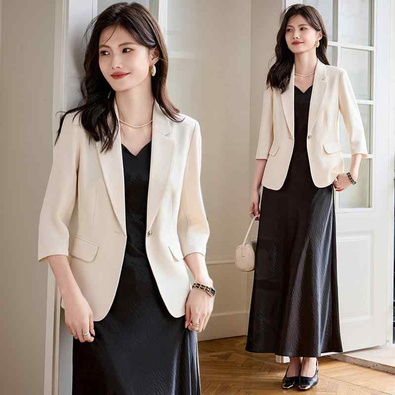 春 コーデ レディース ファッション オシャレ カワイイ シンプル きれいめ ナチュラル 上品カジュアル 婦人服 カジュアル スーツ ジャケット 夏 ハイエンド ドレス |リコット