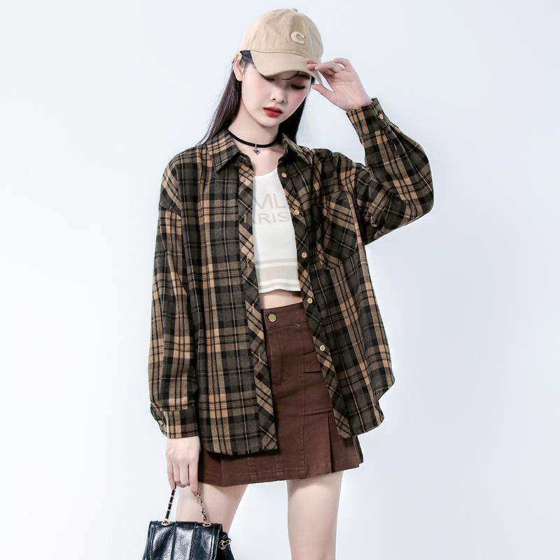 春 コーデ レディース ファッション オシャレ カワイイ シンプル きれいめ ナチュラル 上品カジュアル 婦人服 シャツ チェック柄 長袖 トップス シャツ ジャケット |リコット