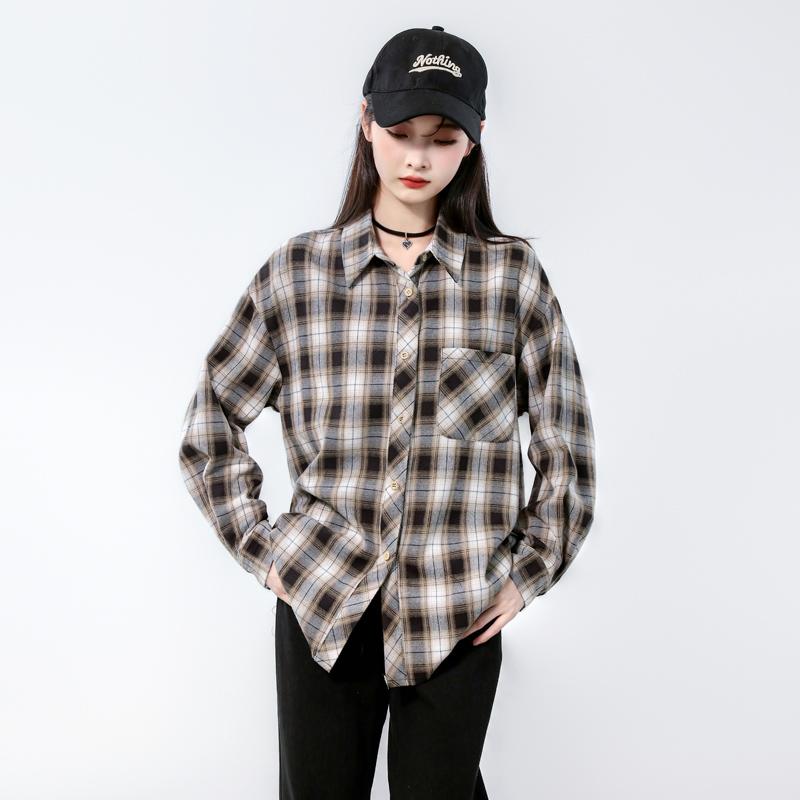 春 コーデ レディース ファッション オシャレ カワイイ シンプル きれいめ ナチュラル 上品カジュアル 婦人服 チェック シャツ ゆったり カジュアル トップス 通勤ウェア かっこいい シャツ ｜リコット