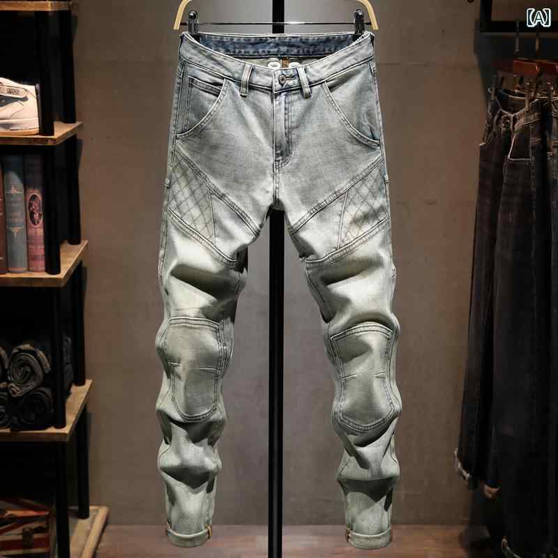 メンズ 成人男性用 流行り物 オシャレ 分かりやすい 成年者 かっこいい 表どおり 御居処跳ねる HipHop アメリカン レトロ デニム 葦 ライダース ウォッシュ産業 か細い相応う ズボン下