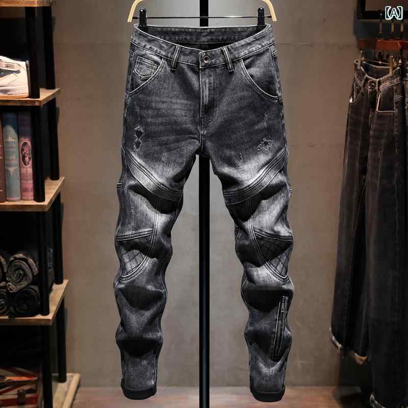 メンズ 成人男性用 流行り物 オシャレ 分かりやすい 成年者 かっこいい 表どおり 御居処跳ねる HipHop か細い相応う デニム アメリカンンン 自動二輪車 秋 伸ばすこと ズボン