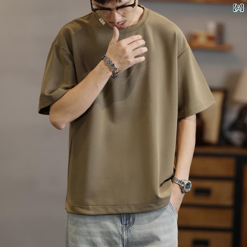メンズ 成人男性用 流行り物 オシャレ 分かりやすい 成年者 かっこいい 表どおり 御居処跳ねる HipHop アメリカンン 無地 心地よい 半袖 T プルオーバー 夏  ラウンドのど首 甚だしい 30 半袖 T プルオーバー