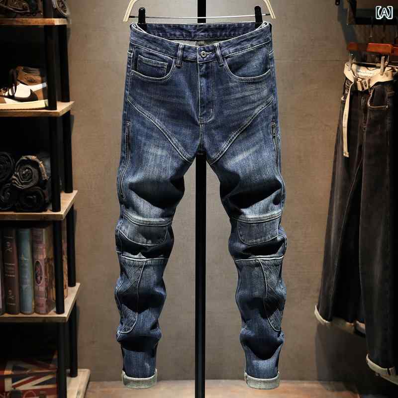 メンズ 成人男性用 流行り物 オシャレ 分かりやすい 成年者 かっこいい 表どおり 御居処跳ねる HipHop デニム 葦 自動二輪車 伸縮性 伸ばすこと ウォッシュド産業 か細い 相応う ズボン下