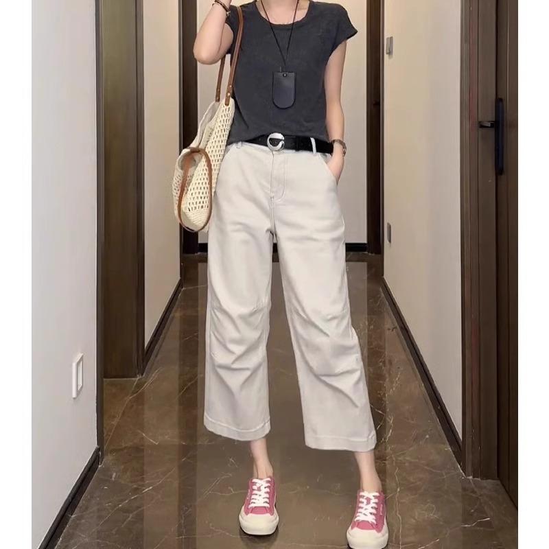 春 コーデ レディース ファッション オシャレ カワイイ シンプル きれいめ ナチュラル 上品カジュアル 婦人服 ワイドレッグ パンツ ジーンズ スリム ストレート