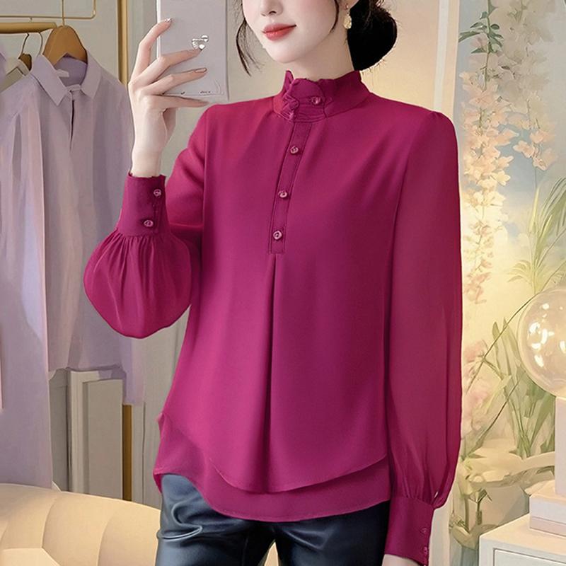 春 コーデ レディース ファッション オシャレ カワイイ シンプル きれいめ ナチュラル 上品カジュアル 婦人服 大きいサイズ カジュアル シフォン 長袖 シャツ トップス