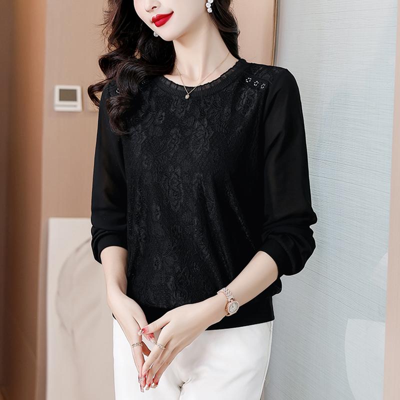 春 コーデ レディース ファッション オシャレ カワイイ シンプル きれいめ ナチュラル 上品カジュアル 婦人服 長袖 レース ステッチ レイヤリング シャツ ゆったり T カジュアル スリム トップス