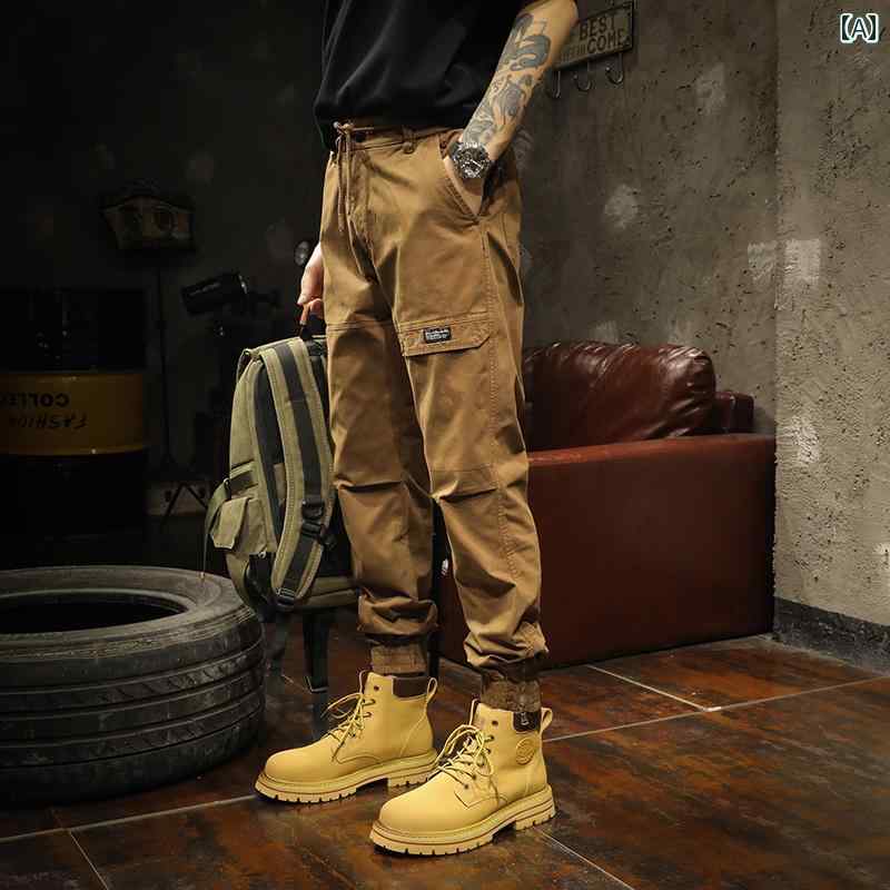 メンズ 男性用 ファッション オシャレ シンプル 大人 かっこいい ストリート ヒップホップ HipHop アメリカン 厚手 春　秋レースアップ スポーツ カジュアル ロング パンツ｜リコット