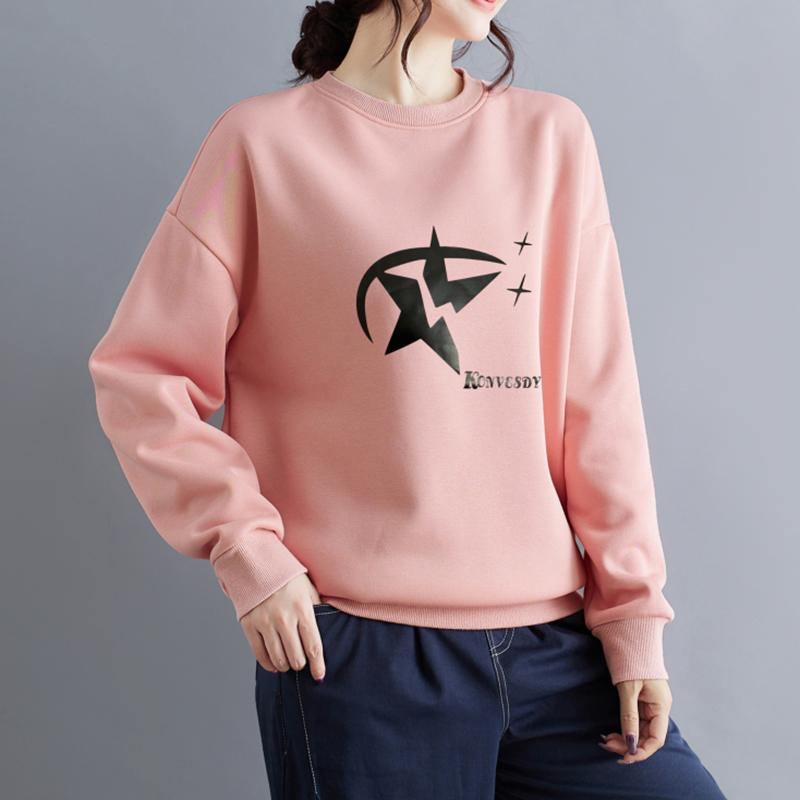 春 コーデ レディース ファッション オシャレ カワイイ シンプル きれいめ ナチュラル 上品カジュアル 婦人服 スウェットシャツ カジュアル 快適 長袖 プリント トップス