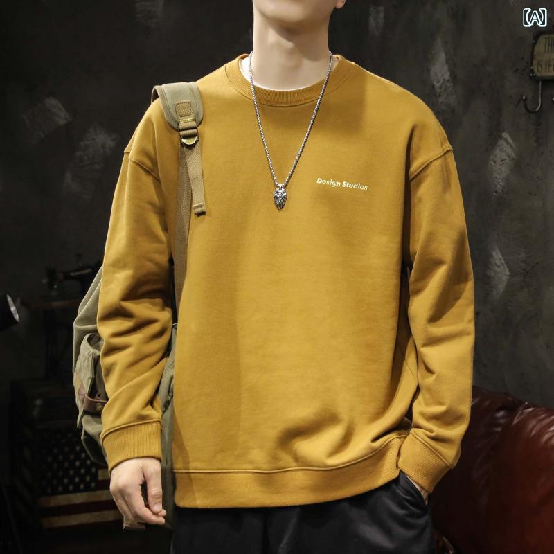 メンズ 男性用 ファッション オシャレ シンプル 大人 かっこいい ストリート ヒップホップ HipHop アメリカン ヘビー スウェット シャツ コットン サイズ 春　秋 ラウンドネック ボトム 長袖 T シャツ｜リコット