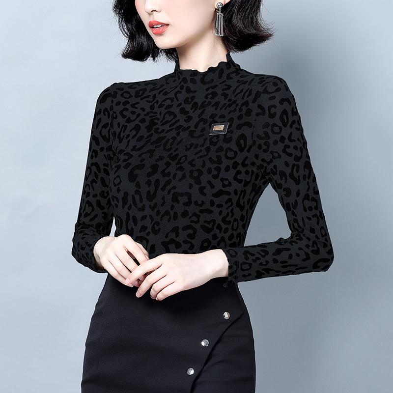 春 コーデ レディース ファッション オシャレ カワイイ シンプル きれいめ ナチュラル 上品カジュアル 婦人服 ヒョウ柄 レース スリム レイヤリング シャツ メッシュ スリミング 薄手 T トップス