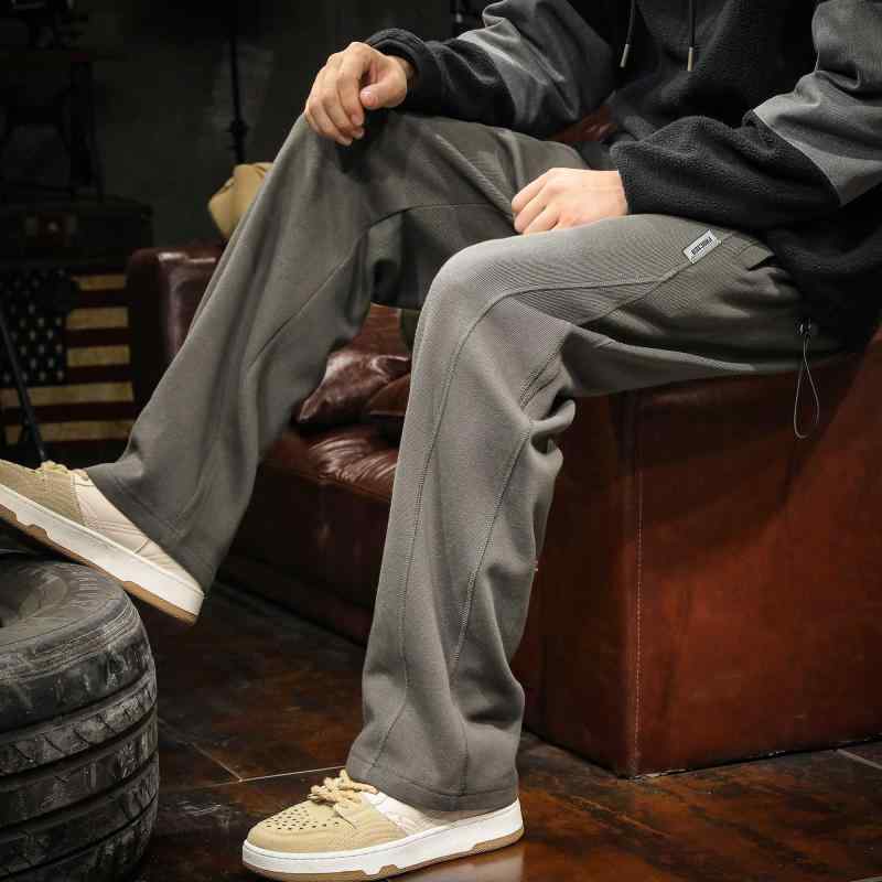 メンズ 男性用 ファッション オシャレ シンプル 大人 かっこいい ストリート ヒップホップ HipHop レトロ グレート 厚手 ストレート スウェットパンツ 秋 冬 ゆったり 大きいサイズ カジュアル スポーツ パンツ