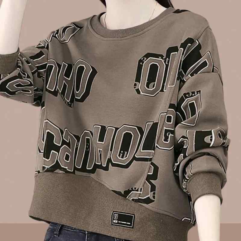 春 コーデ レディース ファッション オシャレ カワイイ シンプル きれいめ ナチュラル 上品カジュアル 婦人服 ラウンドネック スウェットシャツ レター ハイウエスト 長袖 トップス