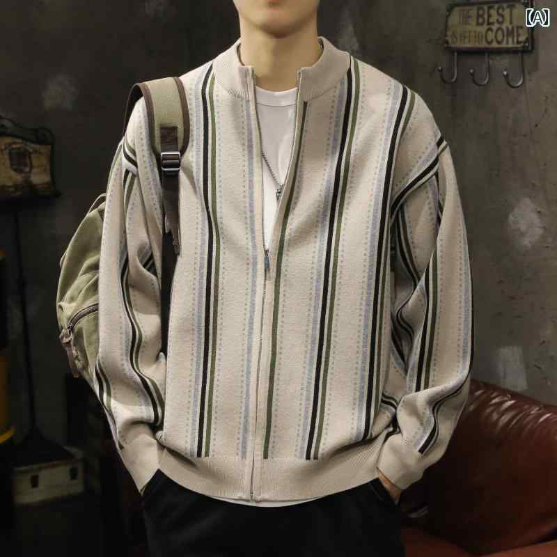 メンズ 成人男性用 流行り物 オシャレ 分かりやすい 成年者 かっこいい 表どおり 御居処跳ねる HipHop 縞模様 プルオーバー ジレー 上衣 秋 冬  上衣 いの一番 服