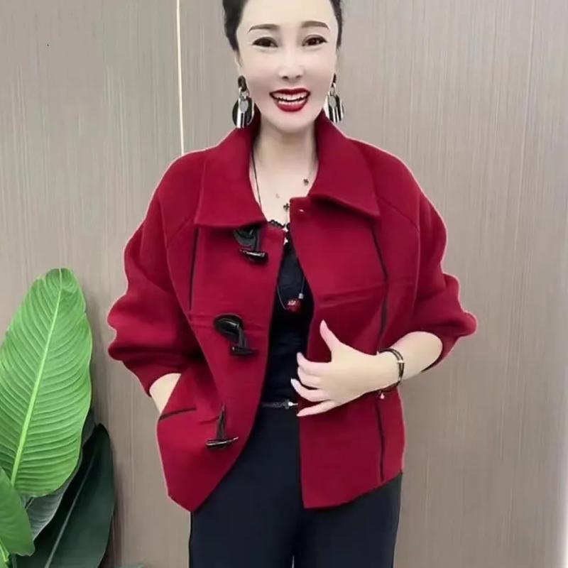 春 コーデ レディース ファッション オシャレ カワイイ シンプル きれいめ ナチュラル 上品カジュアル 婦人服 シンプル 赤 ウール コート 大きいサイズ スリム