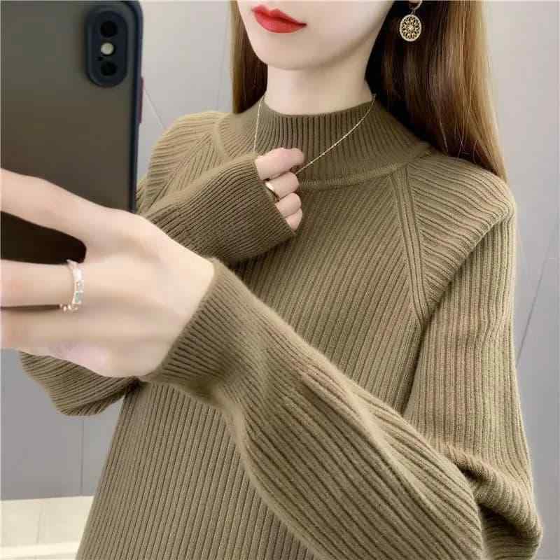 春 コーデ レディース 流行り物 オシャレ カワイイ   分かりやすい 好いたらしいめ 自然的 雅びやか心地よい お上さん服 二分の一 タートルネック 縞模様 スウェーター か細い ティーシャツ 編み物 肌付きいの一番