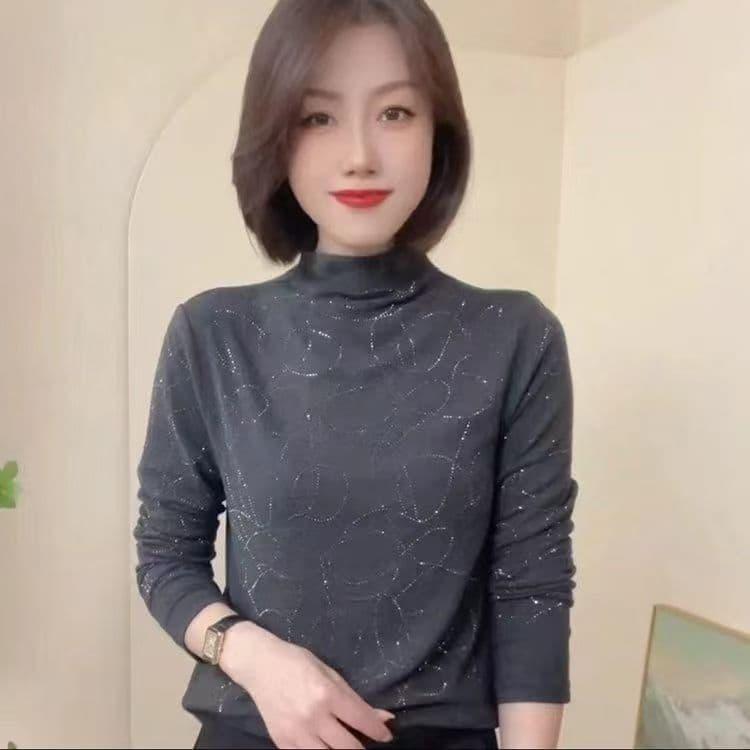 春 コーデ レディース ファッション オシャレ カワイイ シンプル きれいめ ナチュラル 上品カジュアル 婦人服 ハーフ タートルネック Tシャツ 長袖 スリム トップス