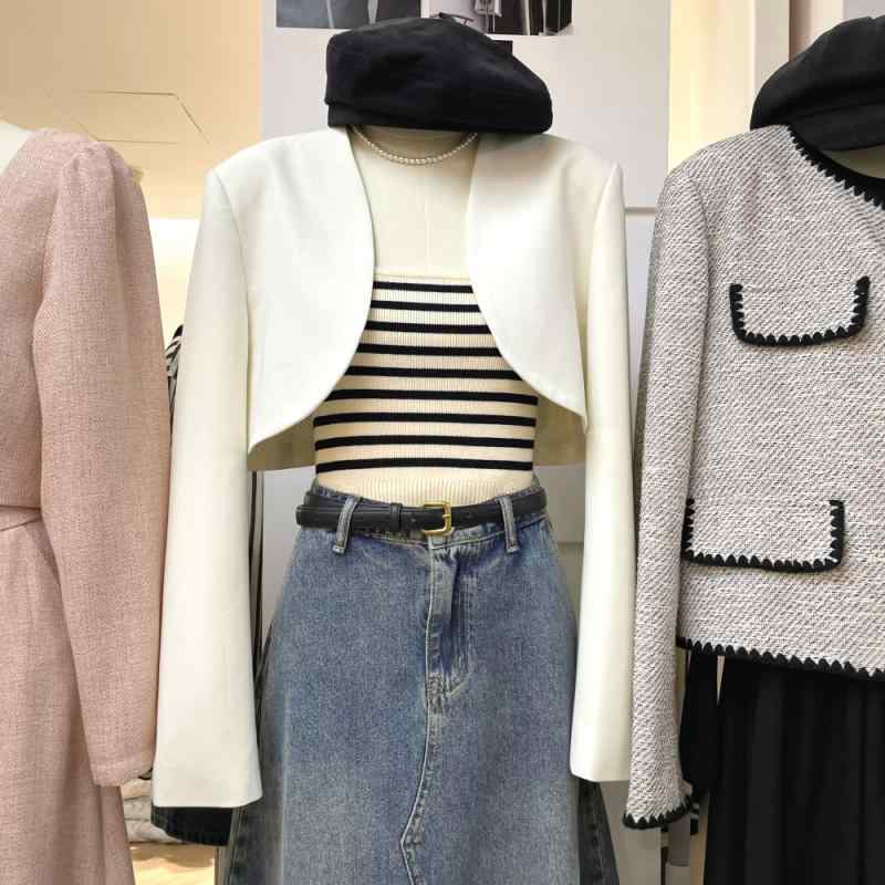 春 コーデ レディース 流行り物 オシャレ カワイイ   分かりやすい 好いたらしいめ 自然的 雅びやか心地よい お上さん服 ベスト 白 背広 長袖 袈裟 上衣