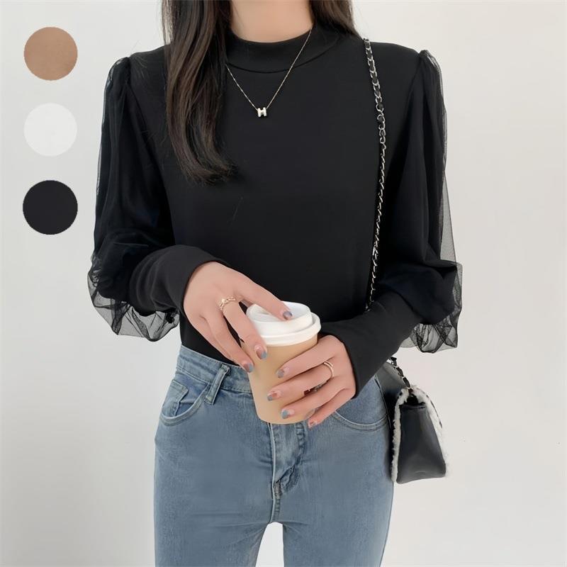 春 コーデ レディース 流行り物 オシャレ カワイイ   分かりやすい 好いたらしいめ 自然的 窈窕たる心地よい 御上さん服 袖 メッシュ か細い相応う プルオーバー T トップス