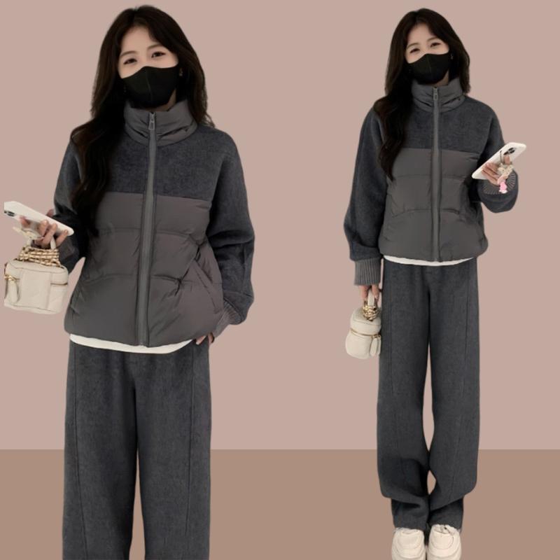 春 コーデ レディース 流行り物 オシャレ カワイイ   分かりやすい 好いたらしいめ 自然的 雅びやか心地よい お上さん服 心地よい 羊毛 落ちこむ キルティング 照明ランプ色合い 厚地の外套 ワイドレッグ ズボン下 背広