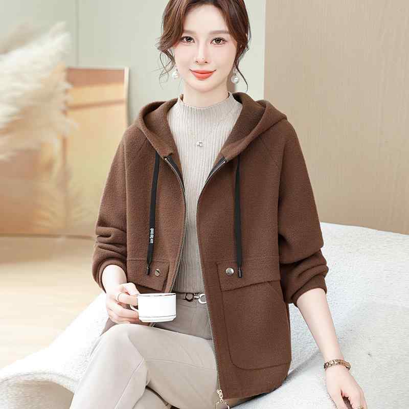 春 コーデ レディース ファッション オシャレ カワイイ シンプル きれいめ ナチュラル 上品カジュアル 婦人服 フード付き ニット カーディガン コート スタイリッシュ ウール |リコット