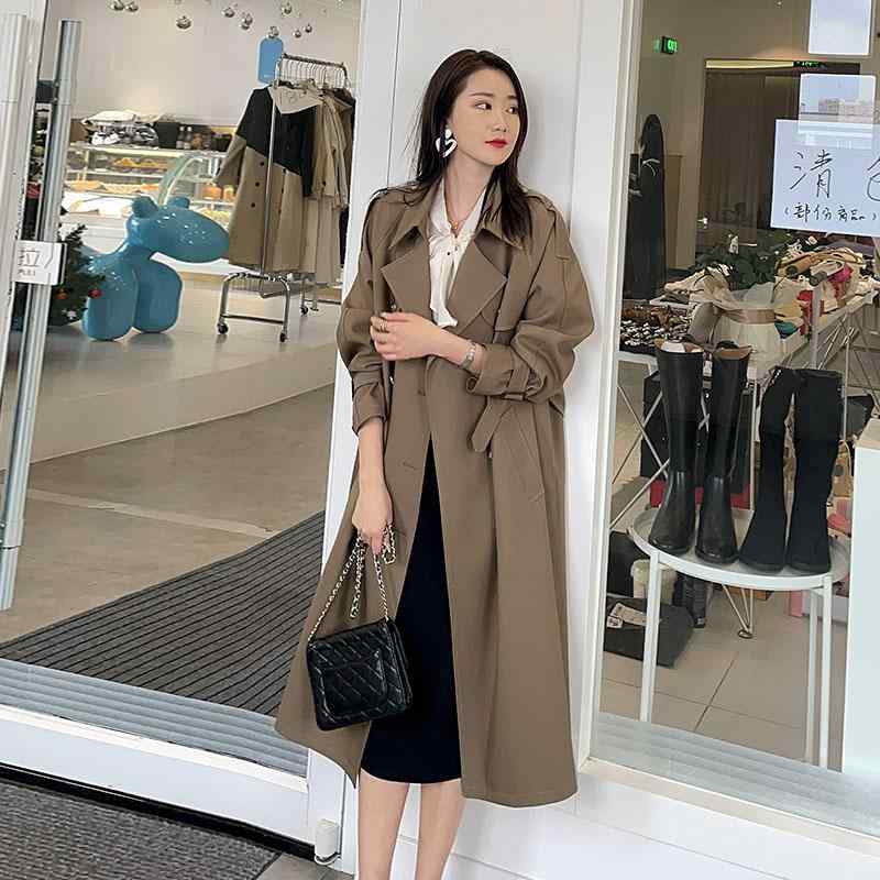 春 コーデ レディース 流行り物 オシャレ カワイイ   分かりやすい 好いたらしいめ 自然的 窈窕たる心地好い 成人女性服 カーキ 真っただ中丈 厚地の外套 馬鹿でかい大きさ