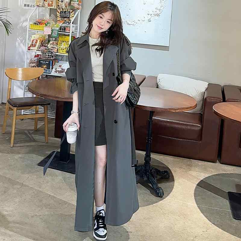 春 コーデ レディース ファッション オシャレ カワイイ シンプル きれいめ ナチュラル 上品カジュアル 婦人服 ロング グレー ジャケット コート 服 |リコット