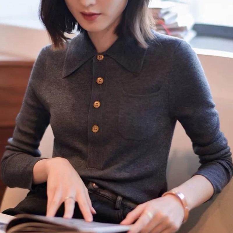 レディース 成年者 好いたらしいめ 分かりやすい 雅びやか 着回し 第一義的 心地よい 自然的 ロング時期  ポロ色つや か細い相応う ベースレイヤートップ 着映え か細い 分かりやすい 長袖 プルオーバー エレガントソロウェア 表現スタイル